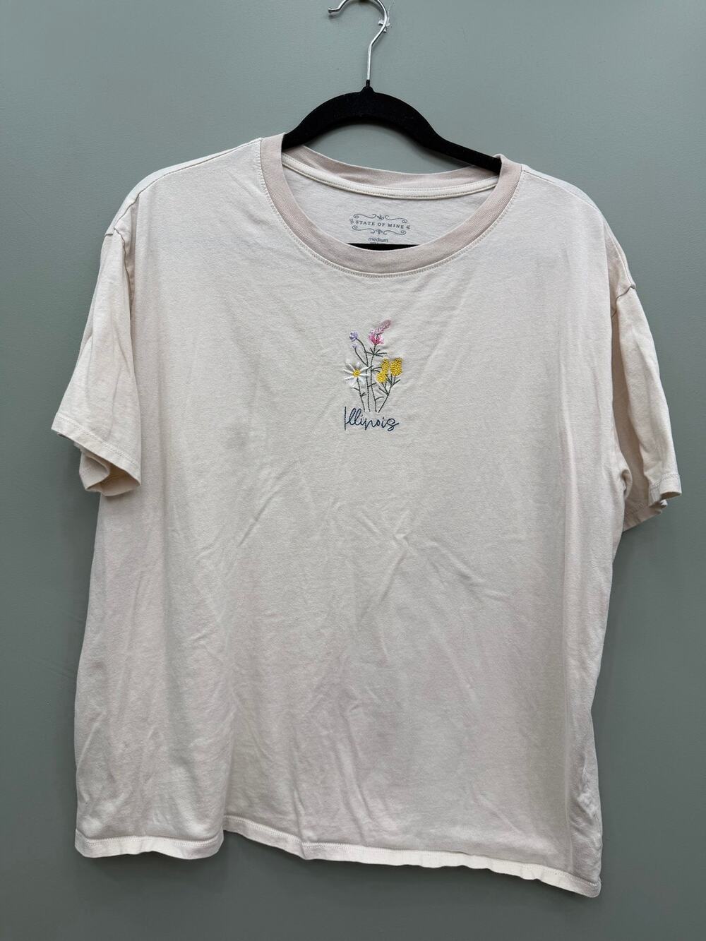 State of Mine Illinois Wildflower Embroidered T Shirt Medium Cottagecore